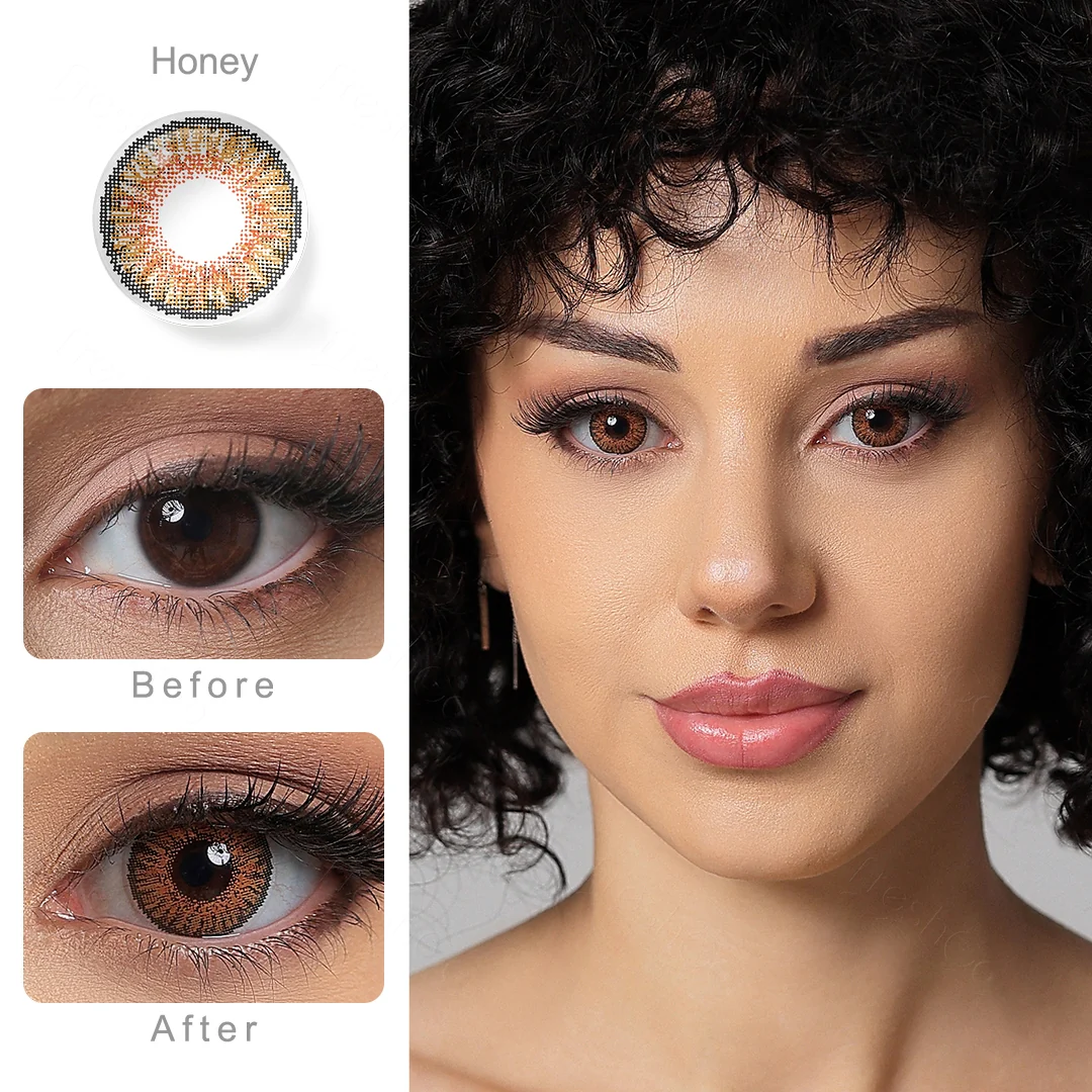 3 Tone Honey Colored Contact Lenses | EyeKK - EyeKK
