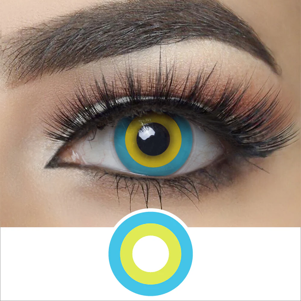 Blue and Yellow Circle Halloween Contact Lenses | EyeKK - EyeKK