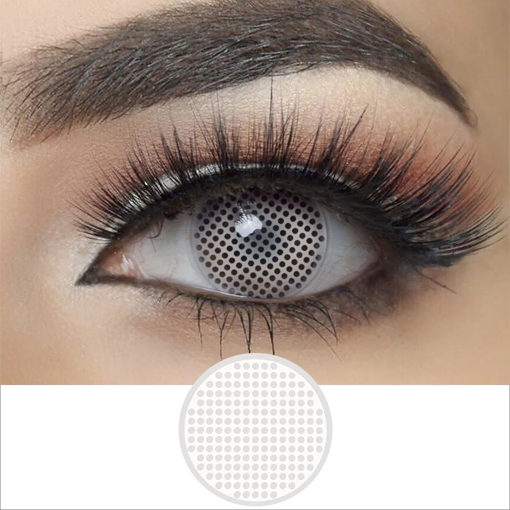 White Mesh Halloween Contact Lenses | EyeKK - EyeKK