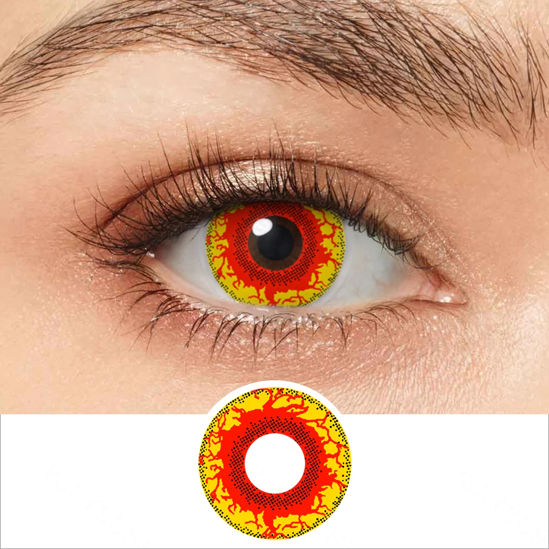 Yellow Blood Splat Halloween Colored Contact Lenses | EyeKK - EyeKK
