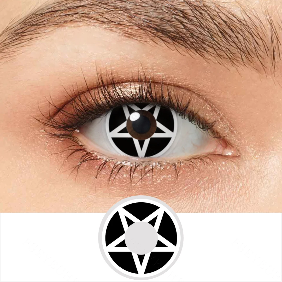 Black White Pentagram Colored Contact Lenses | EyeKK - EyeKK