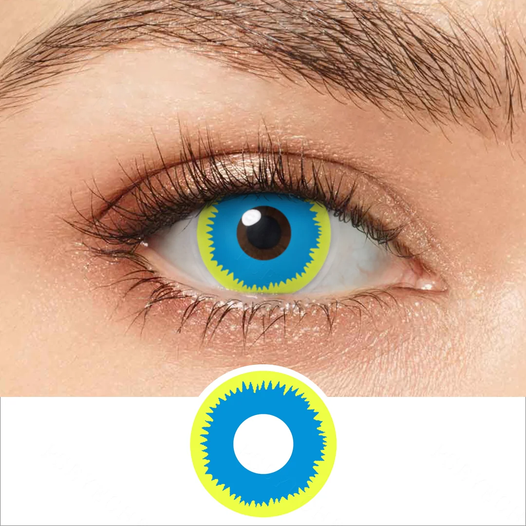 Yellow and Blue Pattern Colored Contact Lenses | EyeKK - EyeKK