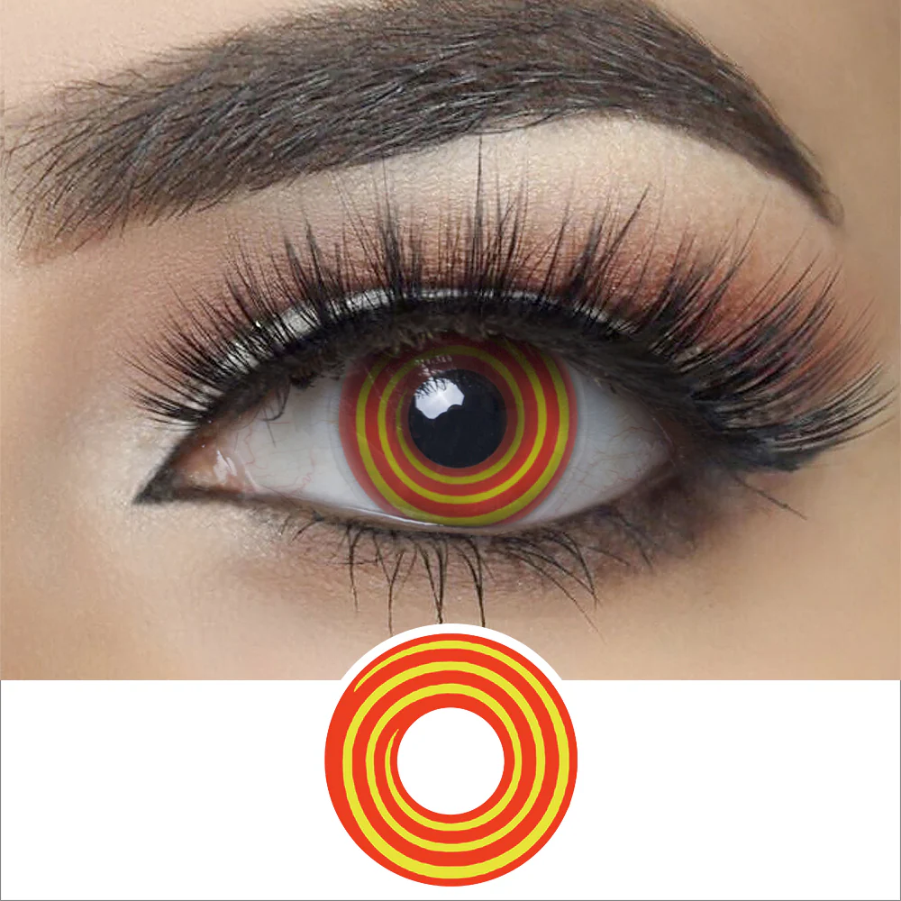 Yellow Red Spiral Halloween Contact Lenses | EyeKK - EyeKK