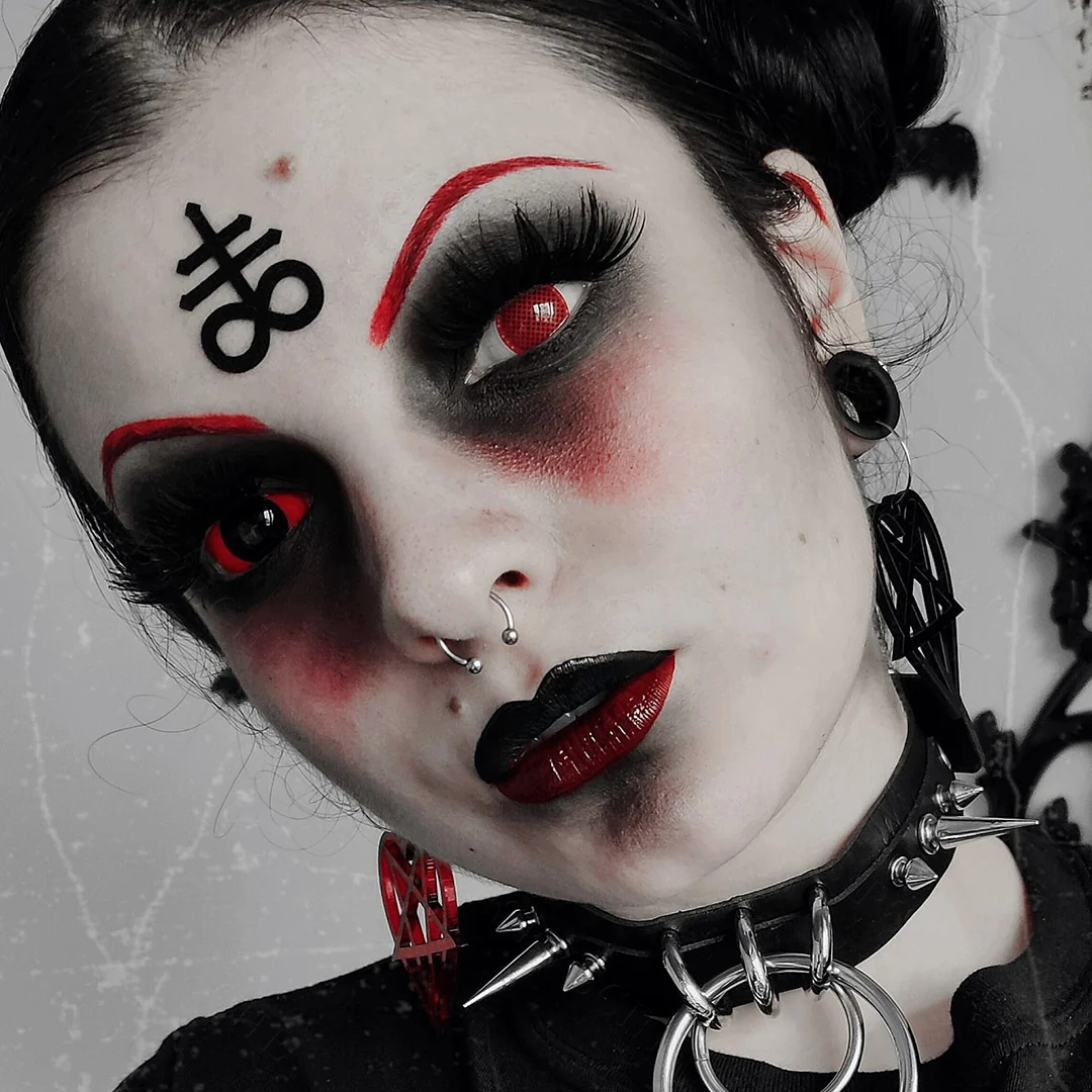 Red Mesh Halloween Contact Lenses | EyeKK - EyeKK