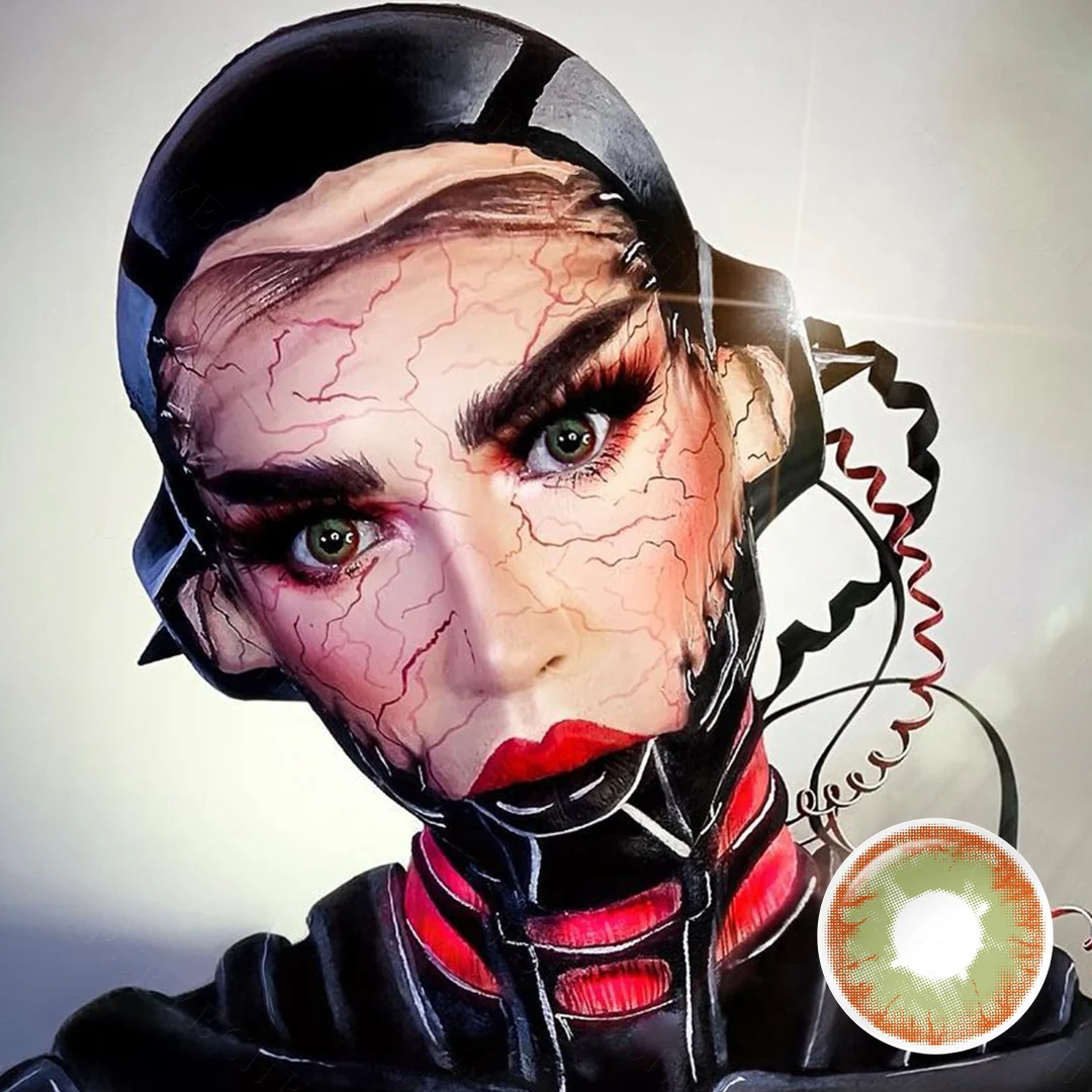 Red Yellow Bloodshot Colored Contact Lenses | EyeKK - EyeKK