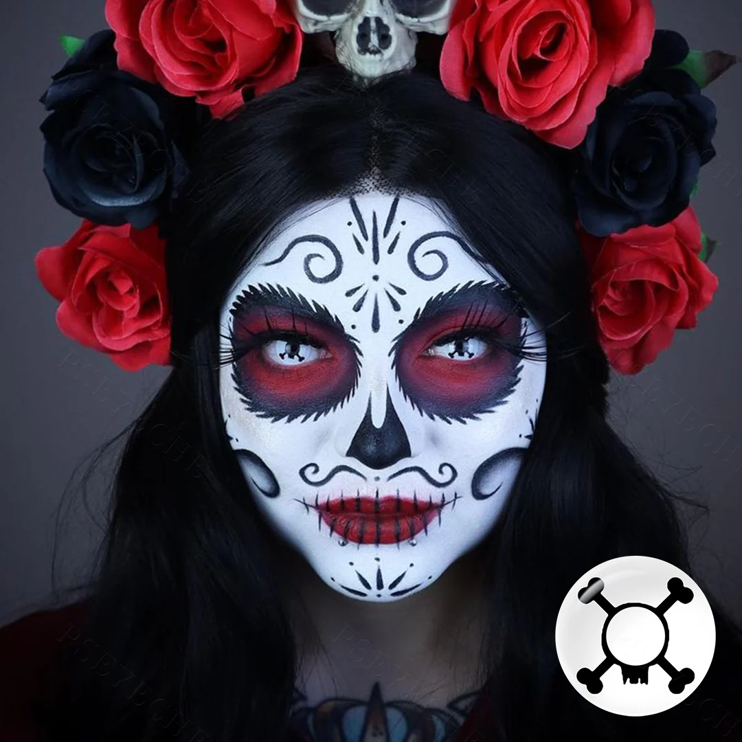 Skeleton Cross Halloween Colored Contact Lenses | EyeKK - EyeKK