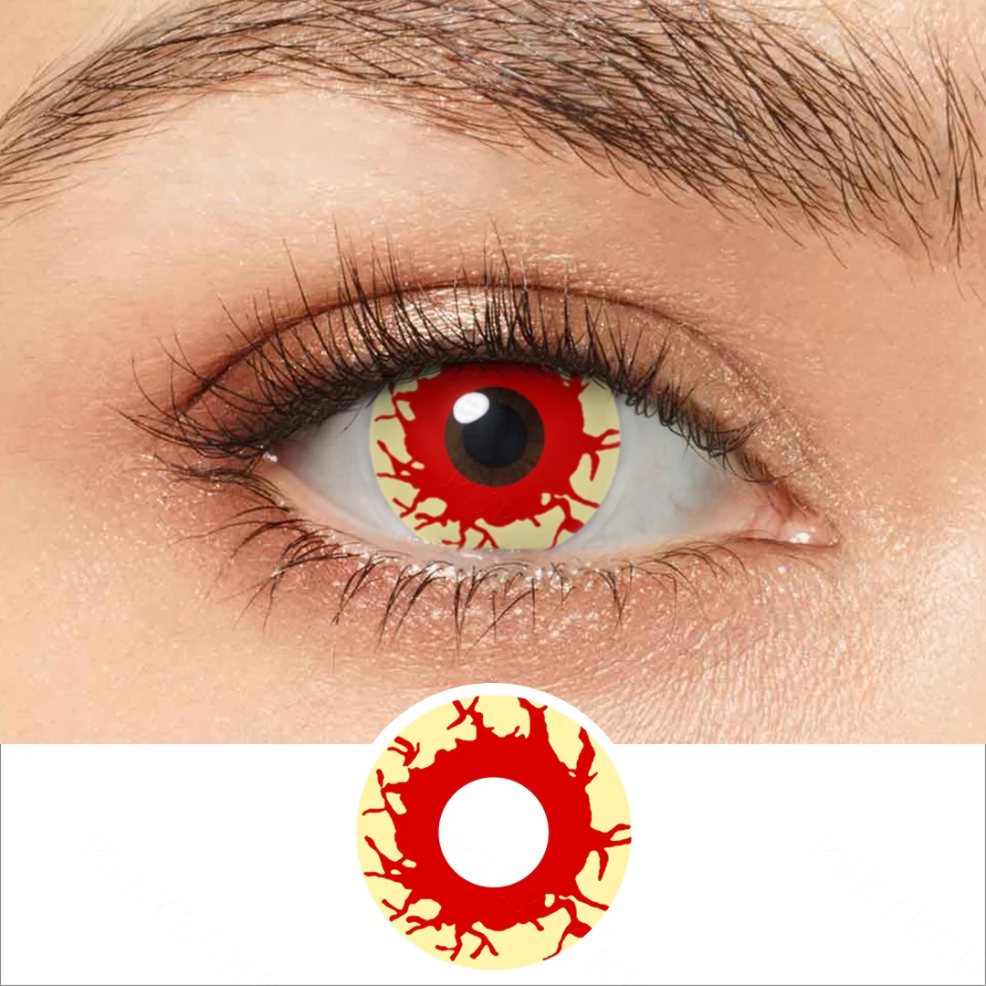 Yellowish Bloodshot Eye Contact Lenses | EyeKK - EyeKK