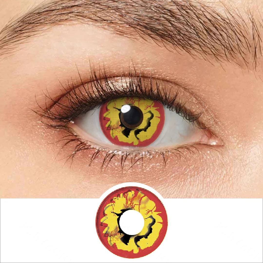 Red Yellow Burst Colored Contact Lenses | EyeKK - EyeKK