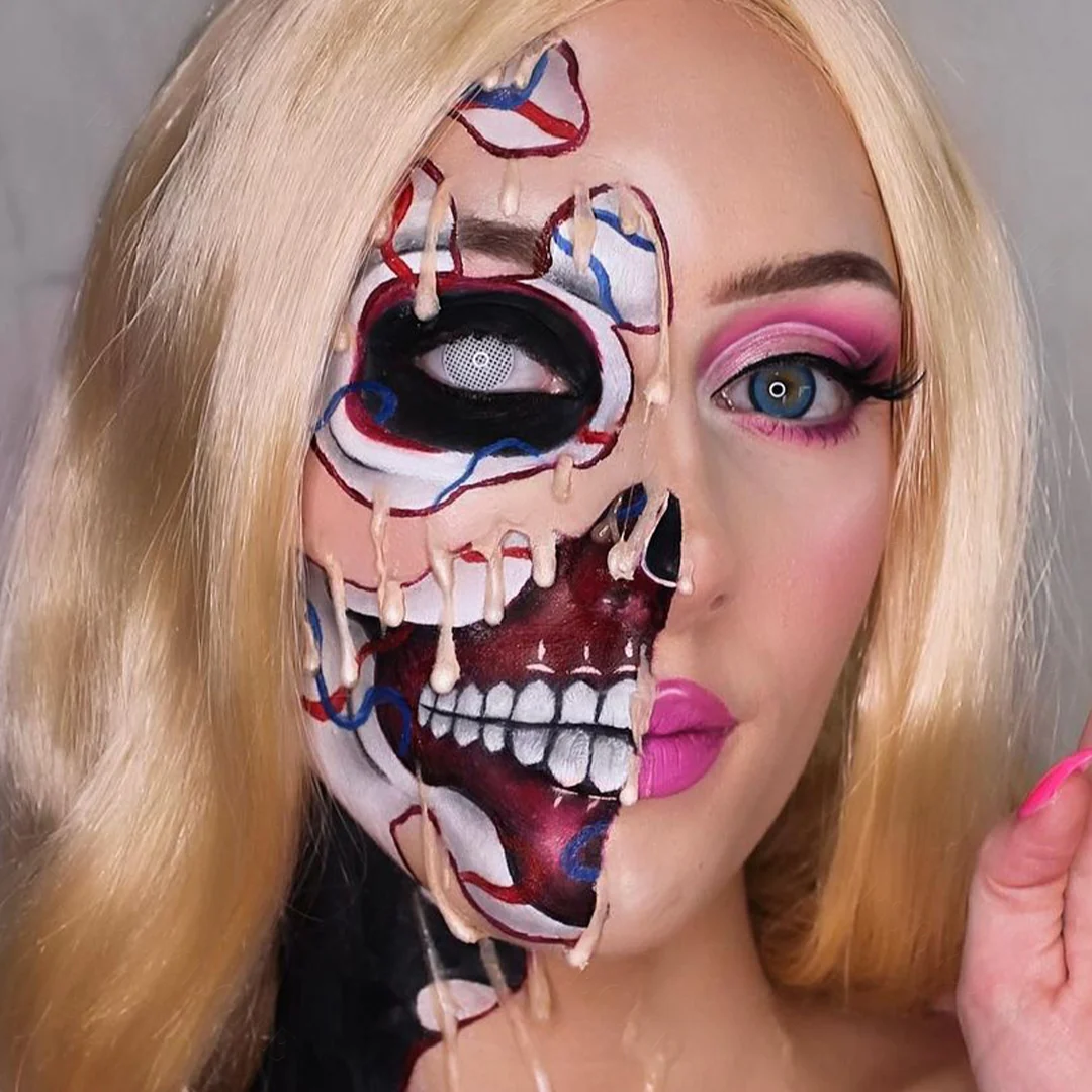 White Mesh Halloween Contact Lenses | EyeKK - EyeKK