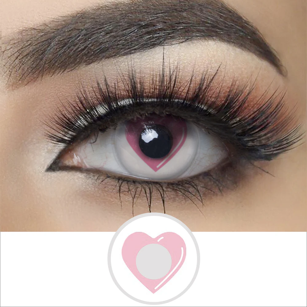 Pink Heart Halloween Contact Lenses | EyeKK - EyeKK