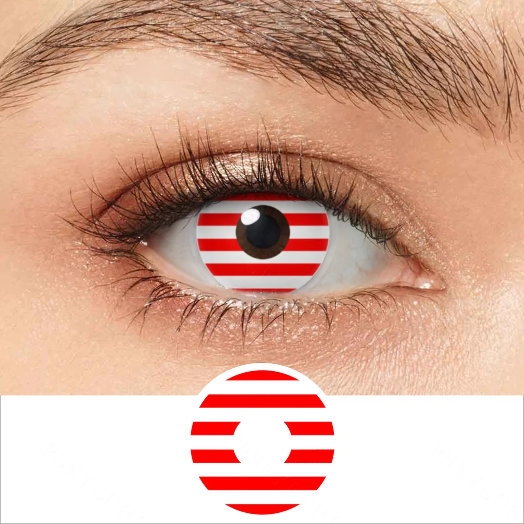 Red and White Striped Colored Contact Lenses | EyeKK - EyeKK