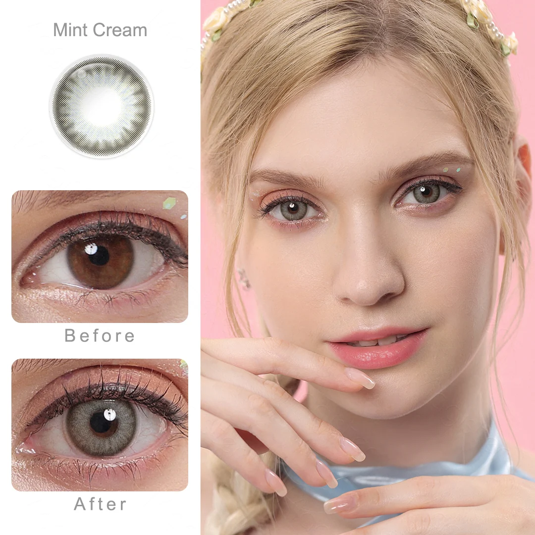 Flora Mint Cream Colored Contact Lenses | EyeKK - EyeKK