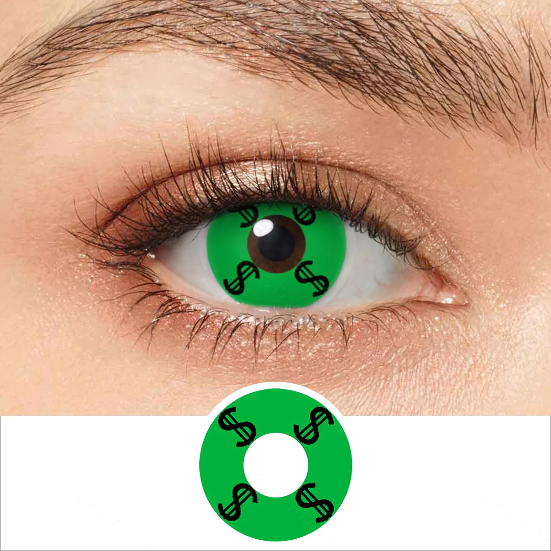 Green Dollar Sign Colored Contact Lenses | EyeKK - EyeKK
