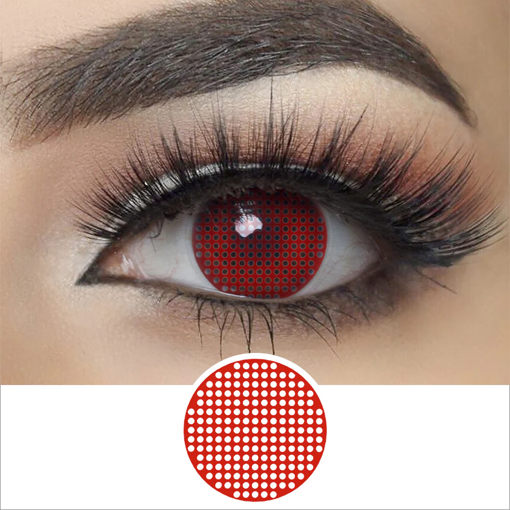 Red Mesh Halloween Contact Lenses | EyeKK - EyeKK
