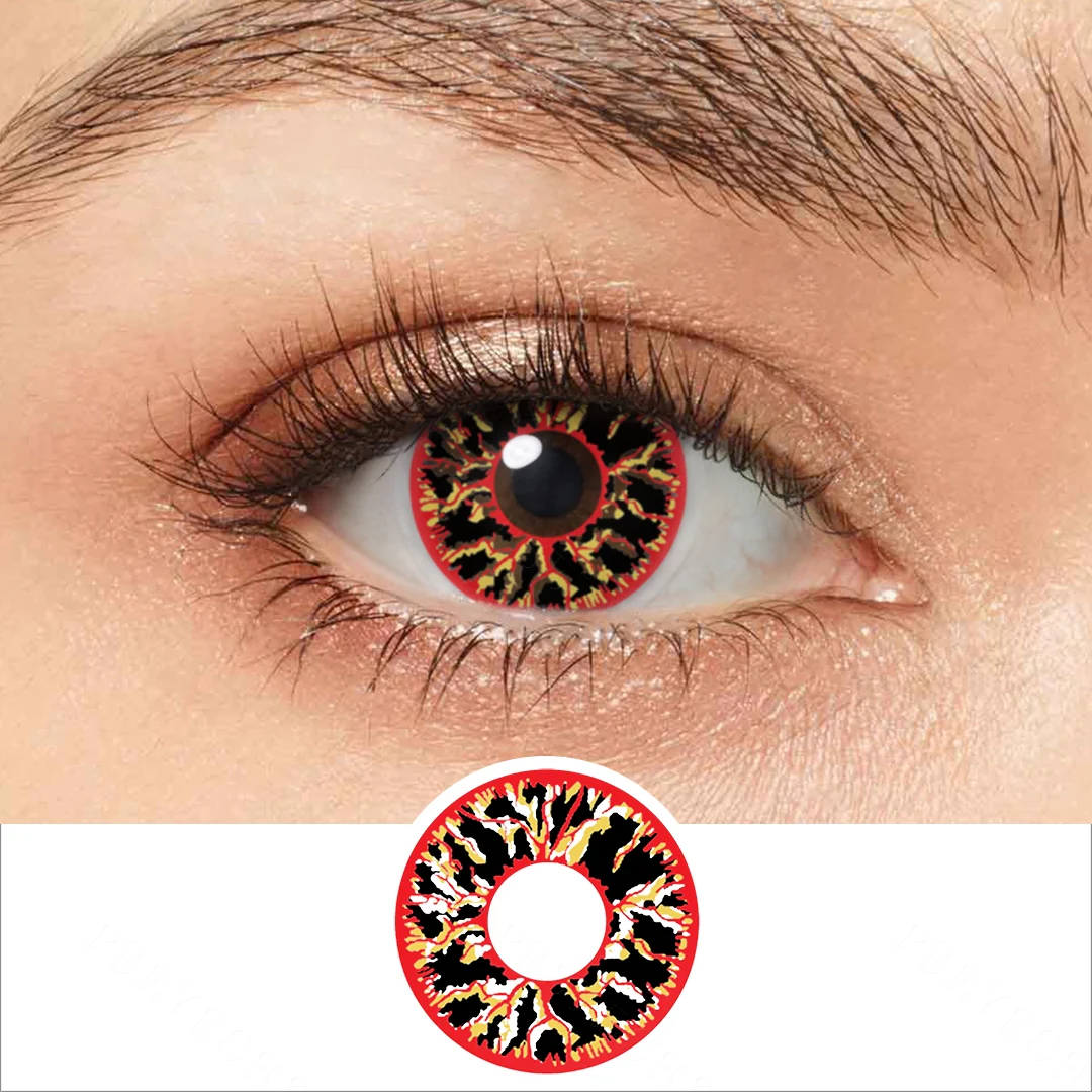 Black Red Vein Colored Contact Lenses | EyeKK - EyeKK