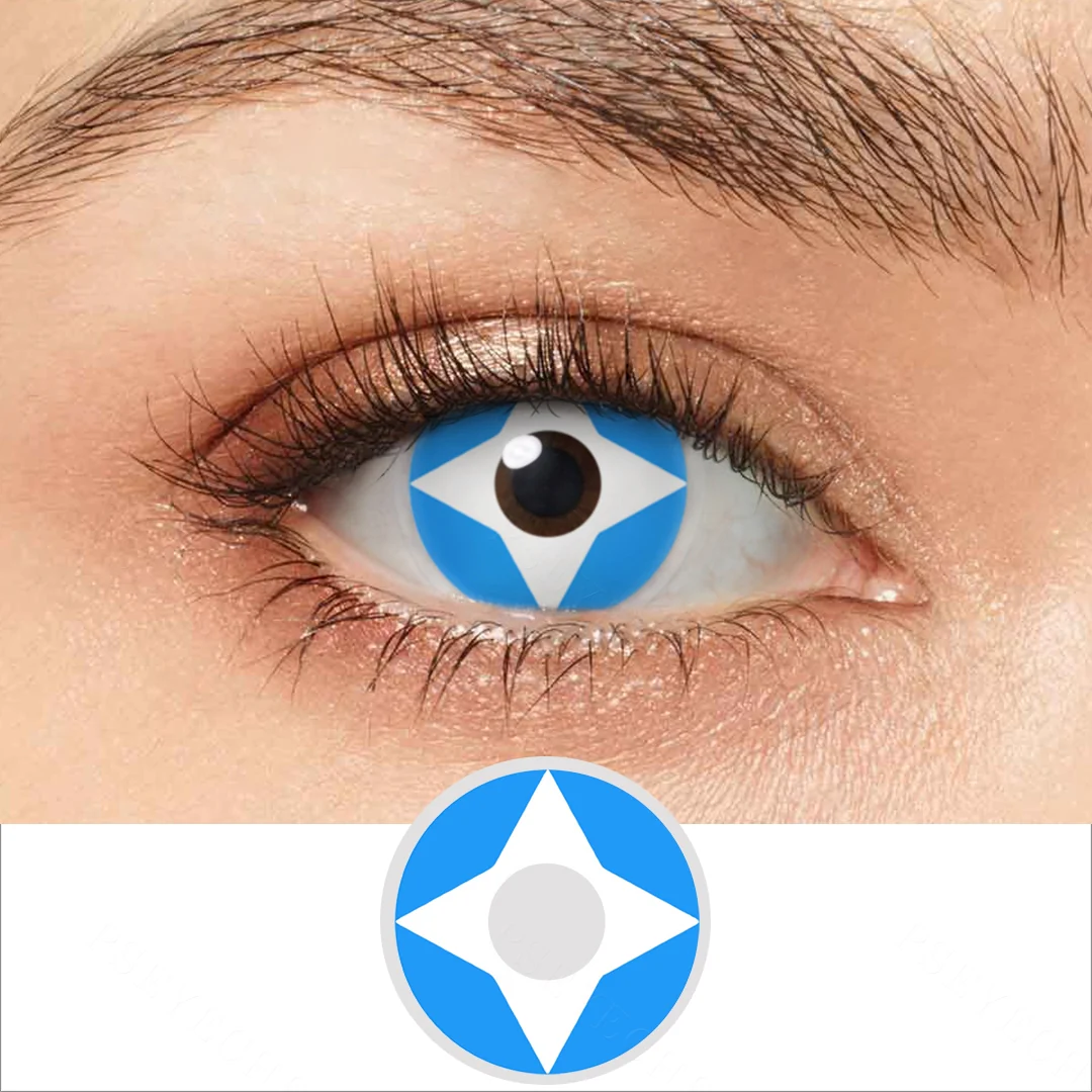 Sky Blue Four-pointed Star Colored Contact Lenses | EyeKK - EyeKK