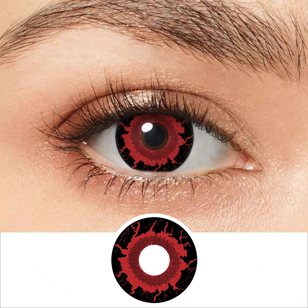 Red Flame Crack Colored Contact Lenses | EyeKK - EyeKK
