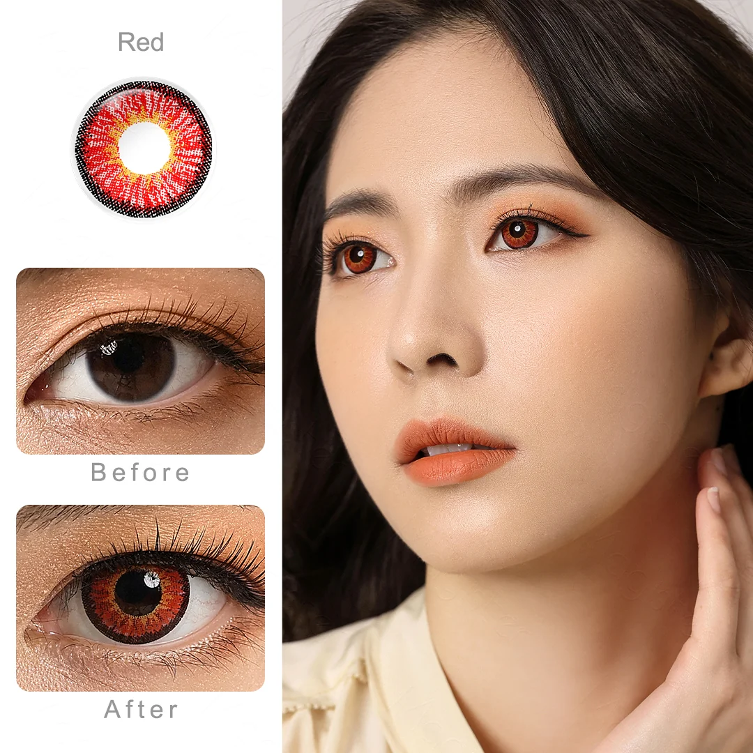 Neon Red Colored Contact Lenses | EyeKK - EyeKK