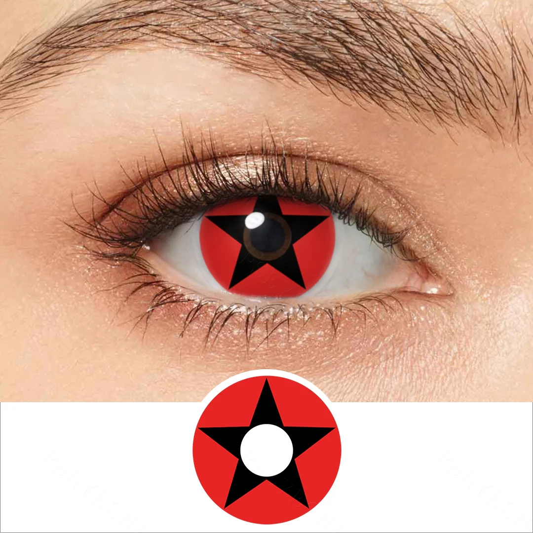 Red Black Pentagram Colored Contact Lenses | EyeKK - EyeKK
