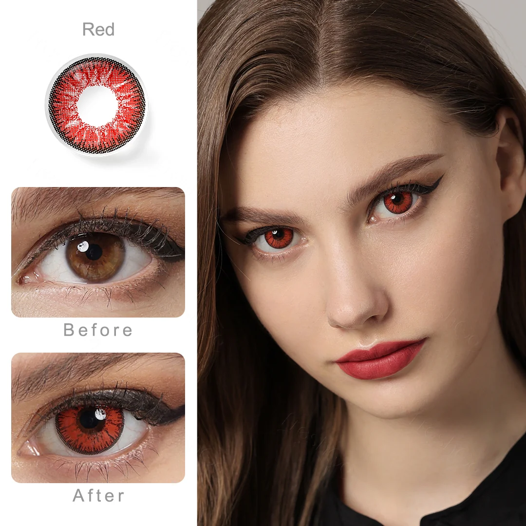 Nonno Deep Red Colored Contact Lenses | EyeKK - EyeKK
