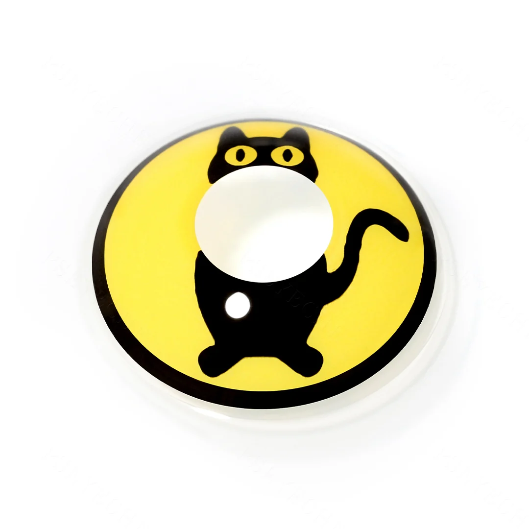 Yellow Kitten Pattern Halloween Colored Contact Lenses | EyeKK - EyeKK